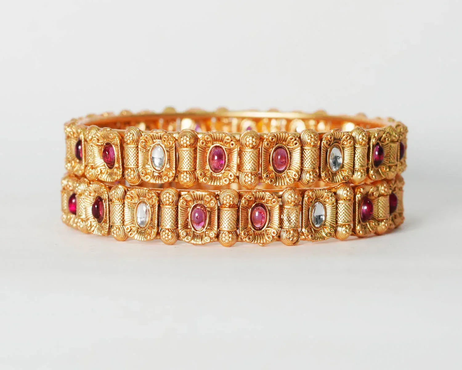 Beautiful Kundan Studded Bracelet for Women, Brass Kada Handcrafted Indian Jewelry - The Golden Cascade